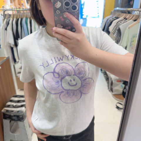 韓國 Wacky Willy Women's Big Lily Graphic Short Sleeve T-Shirt【WW217】