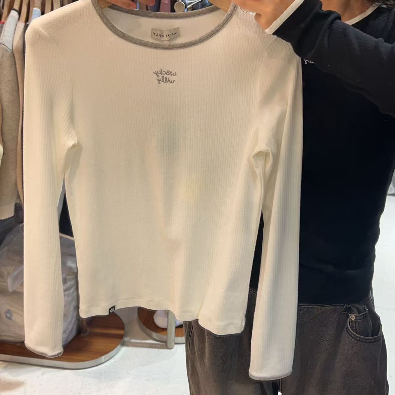 韓國 Wacky Willy Women's Gold Color Block Long Sleeve【WW039】