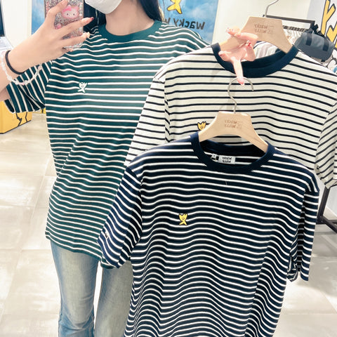 韓國 Wacky Willy Women's Logo Stripe T-Shirt【WW167】