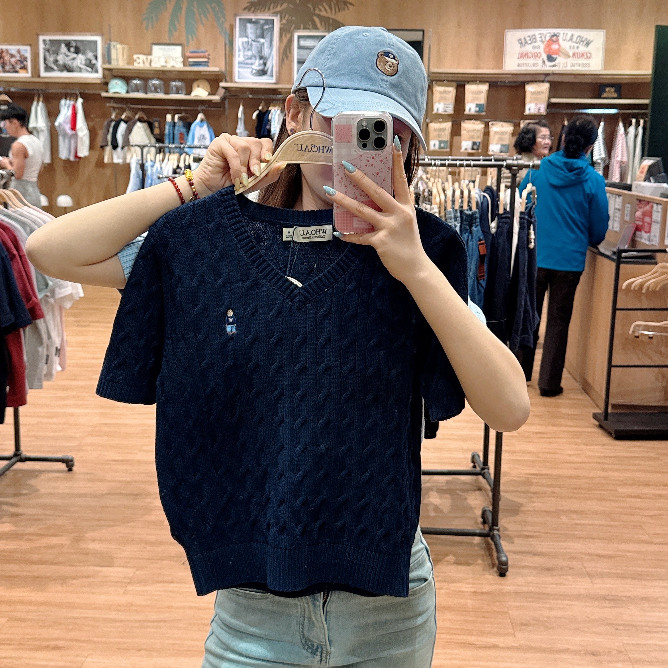 【現貨】韓國 WhoAU Steve V-neck Short Sleeve Sweater【WA142】