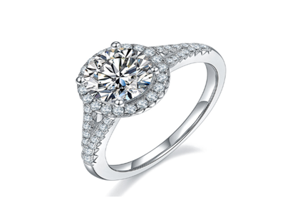 莫桑鑽 S925銀雙臂圓包3.0克拉戒指【SM1269】