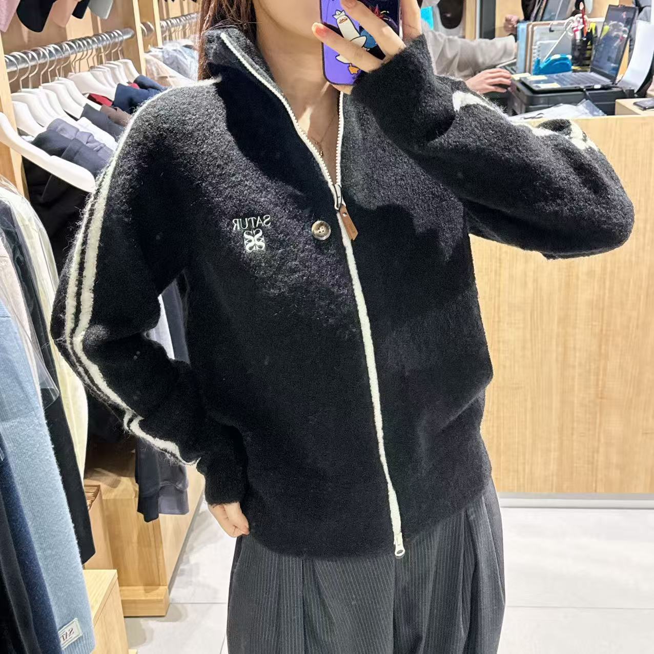 韓國 Satur Lawton Boucle Knit Zip-Up【SR186】