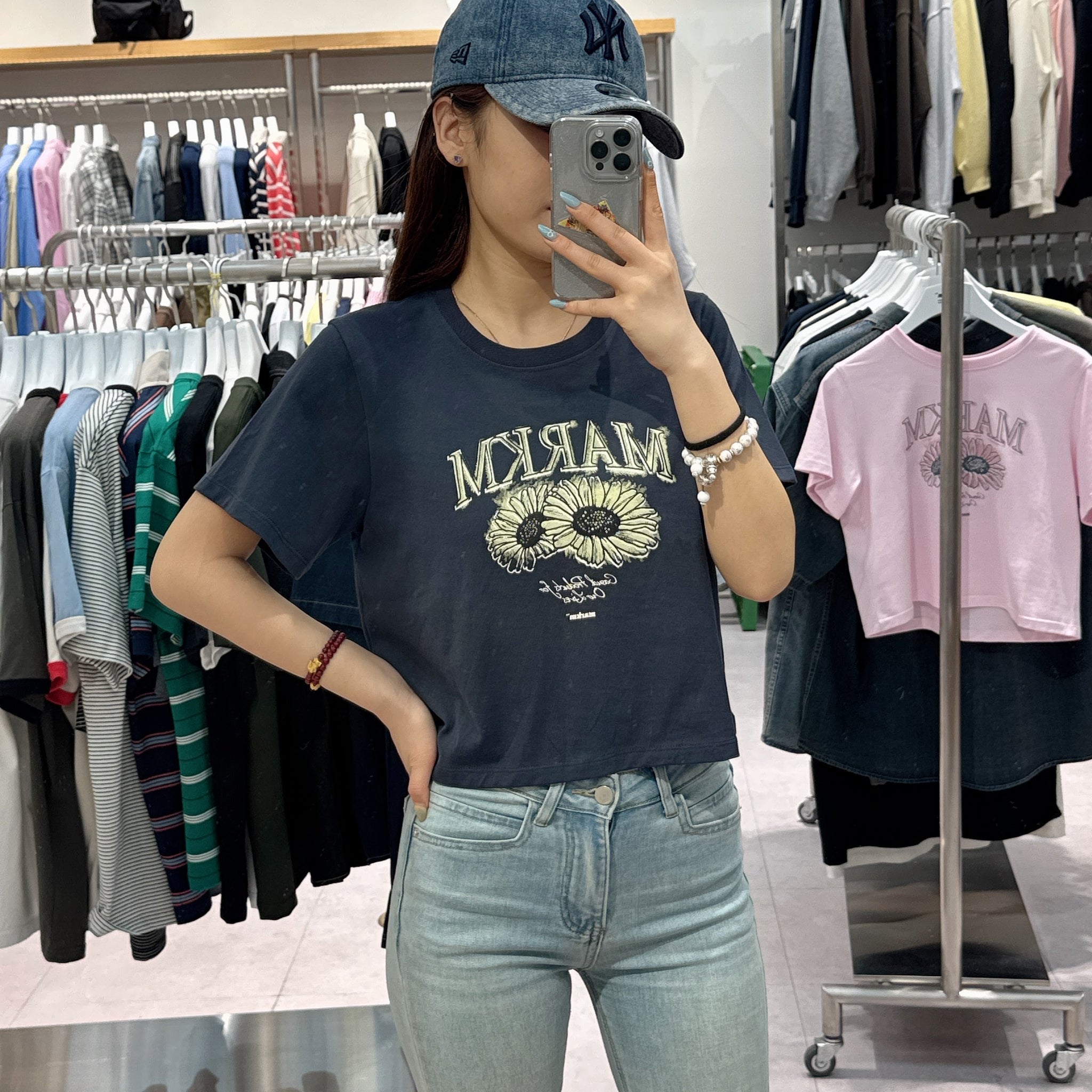 韓國 Markm (W) FLOWER GRAPHIC CROP T-SHIRT【MA142】