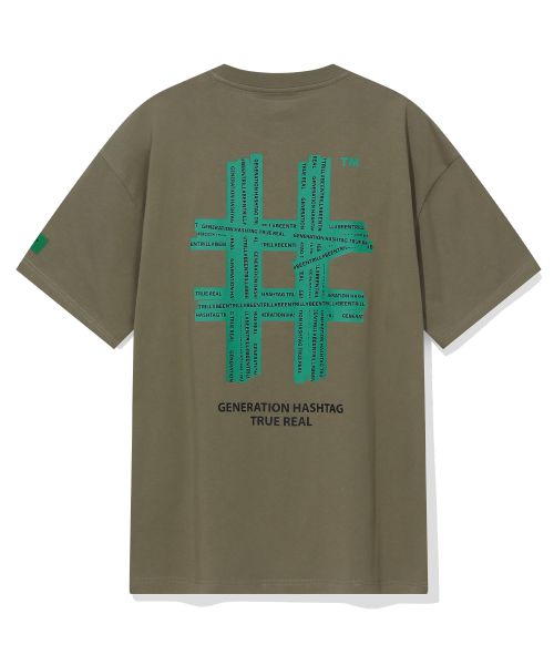 韓國 Beentrill Green Taping Hashtag T-Shirt【BL007】
