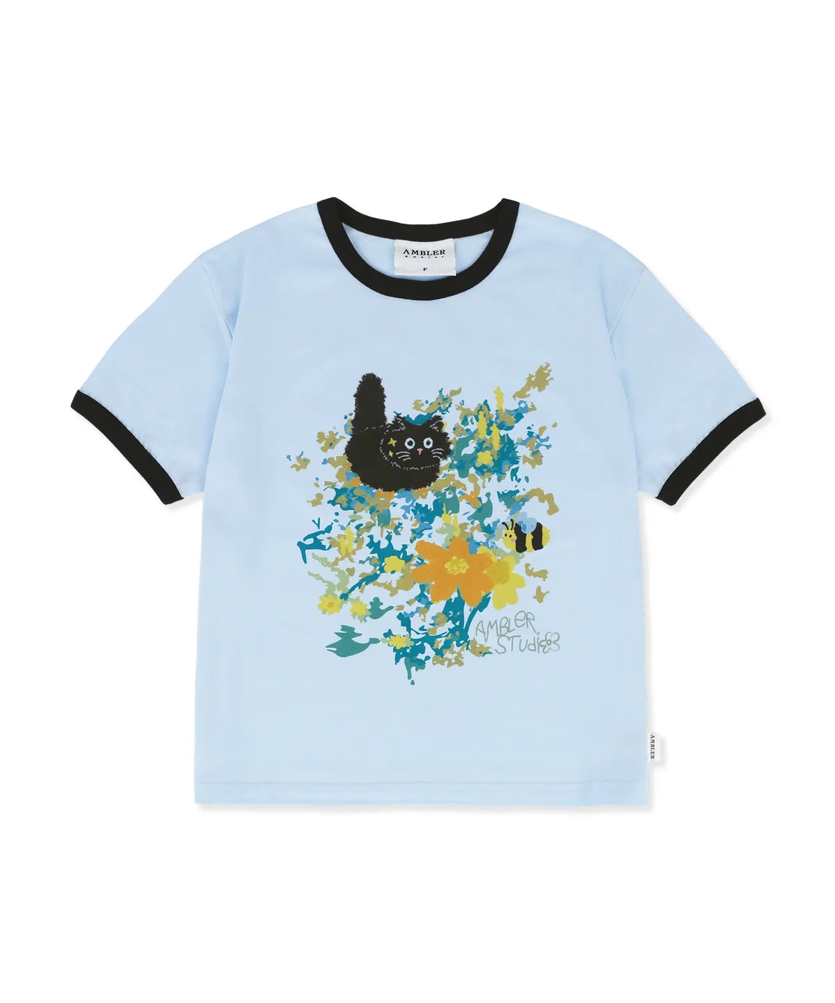 韓國 Ambler Flower Garden Graphic Semi-Crop Ringer Short Sleeve T-Shirt【AR103】