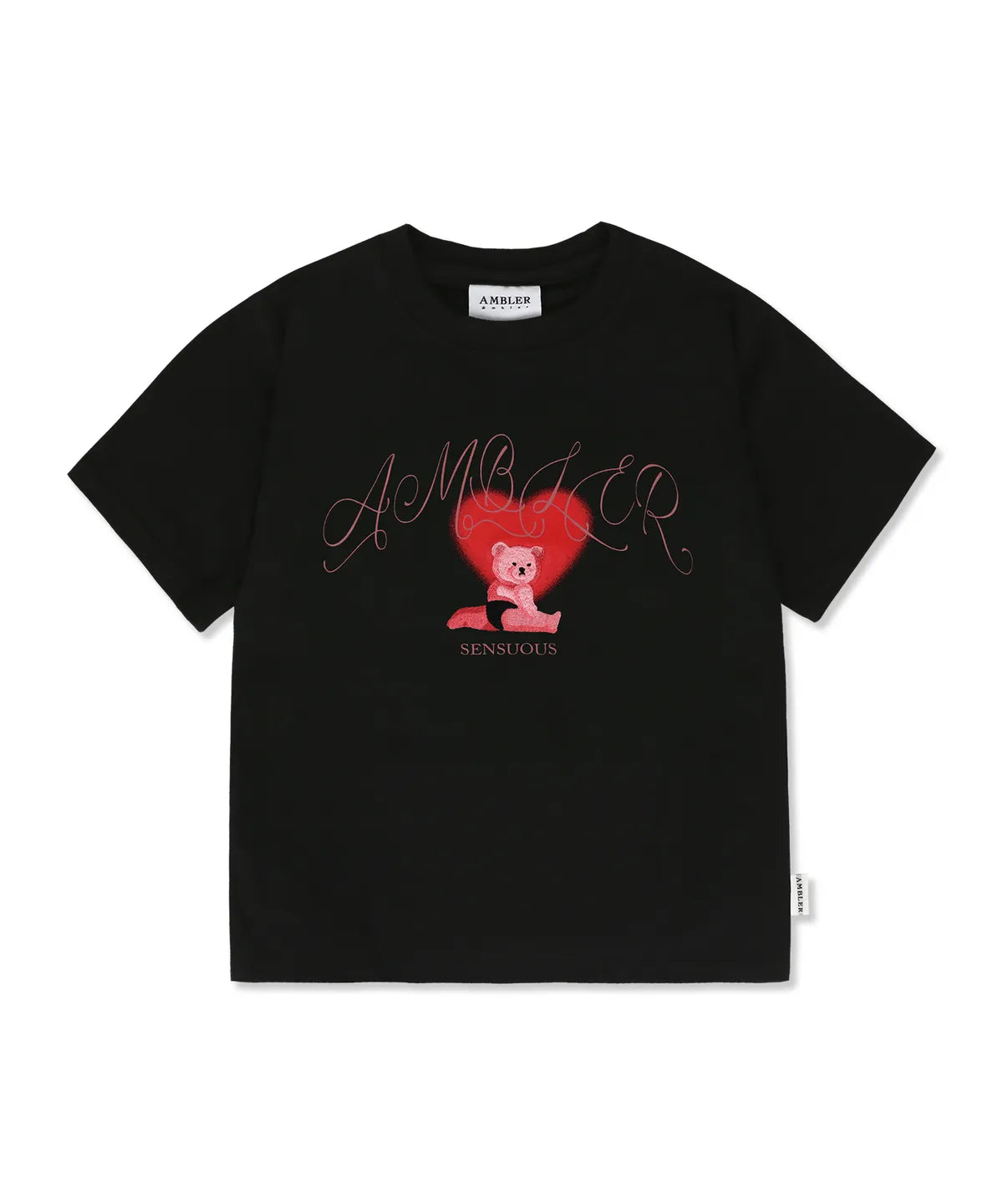 韓國 Ambler Sensuous Bear Graphic Semi-Crop Short Sleeve T-Shirt【AR105】