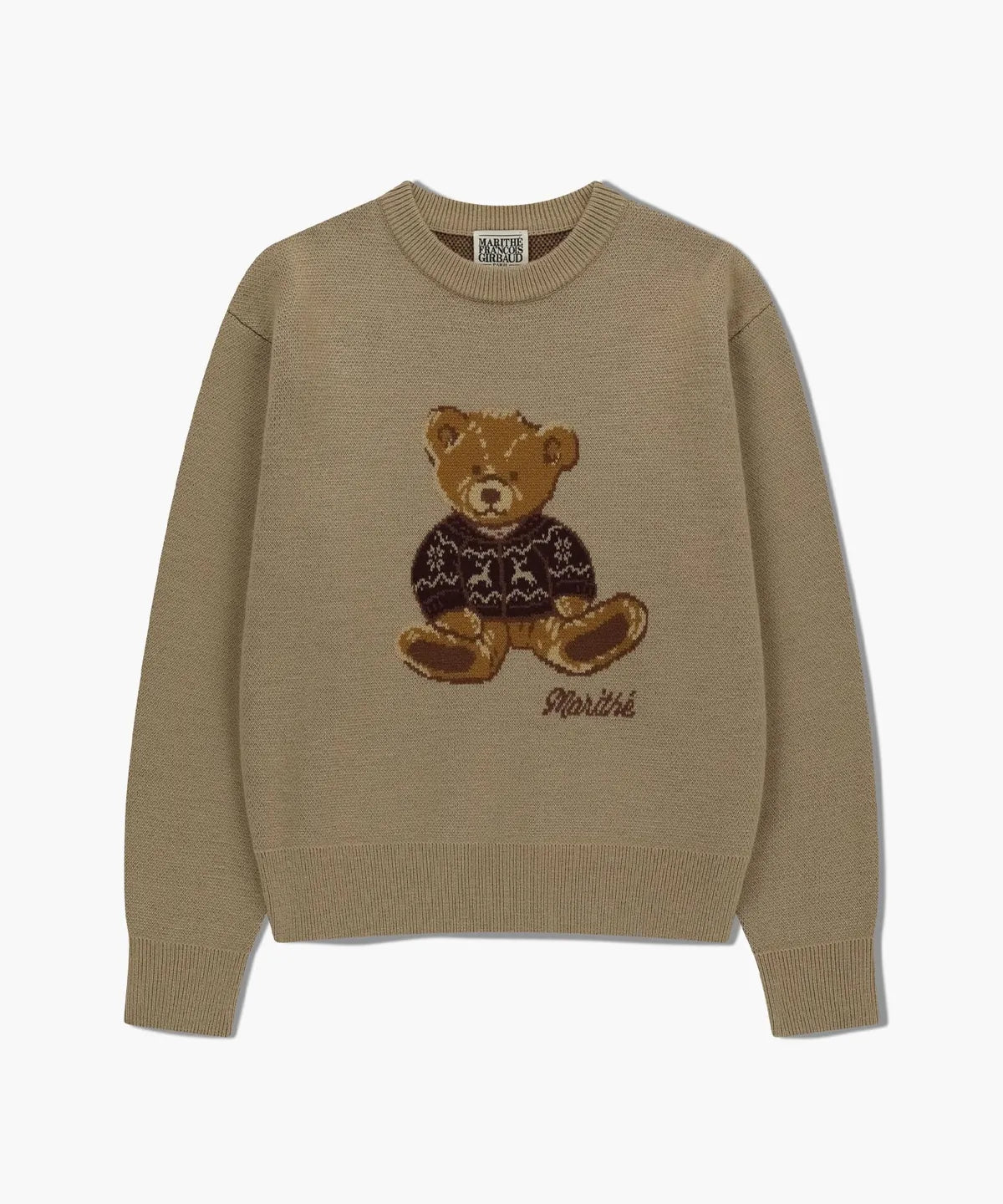 韓國 Marithe Francois Girbaud Doodle Bear Knit Pullover【MF673】