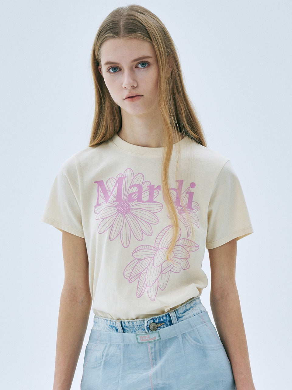 韓國 Mardi Mercredi SLIM TSHIRT TRIPLE FLOWER【MM140】