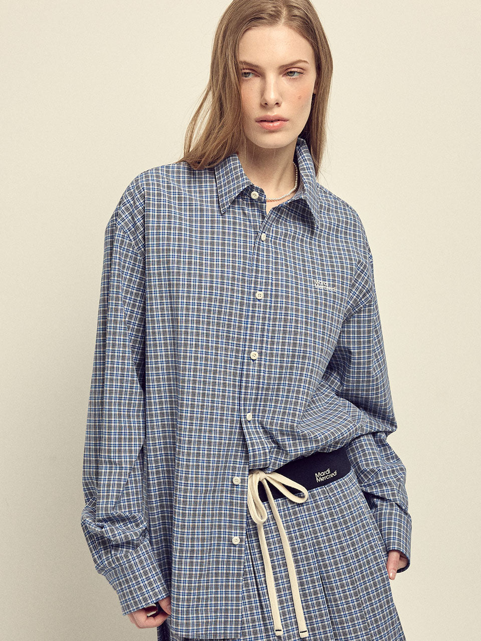 韓國 Mardi Mercredi Cotton Shirt Check Logo【MM286】