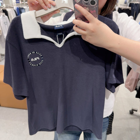 韓國 FILA Women's Cotton Terry Collar T-Shirt【FA311】