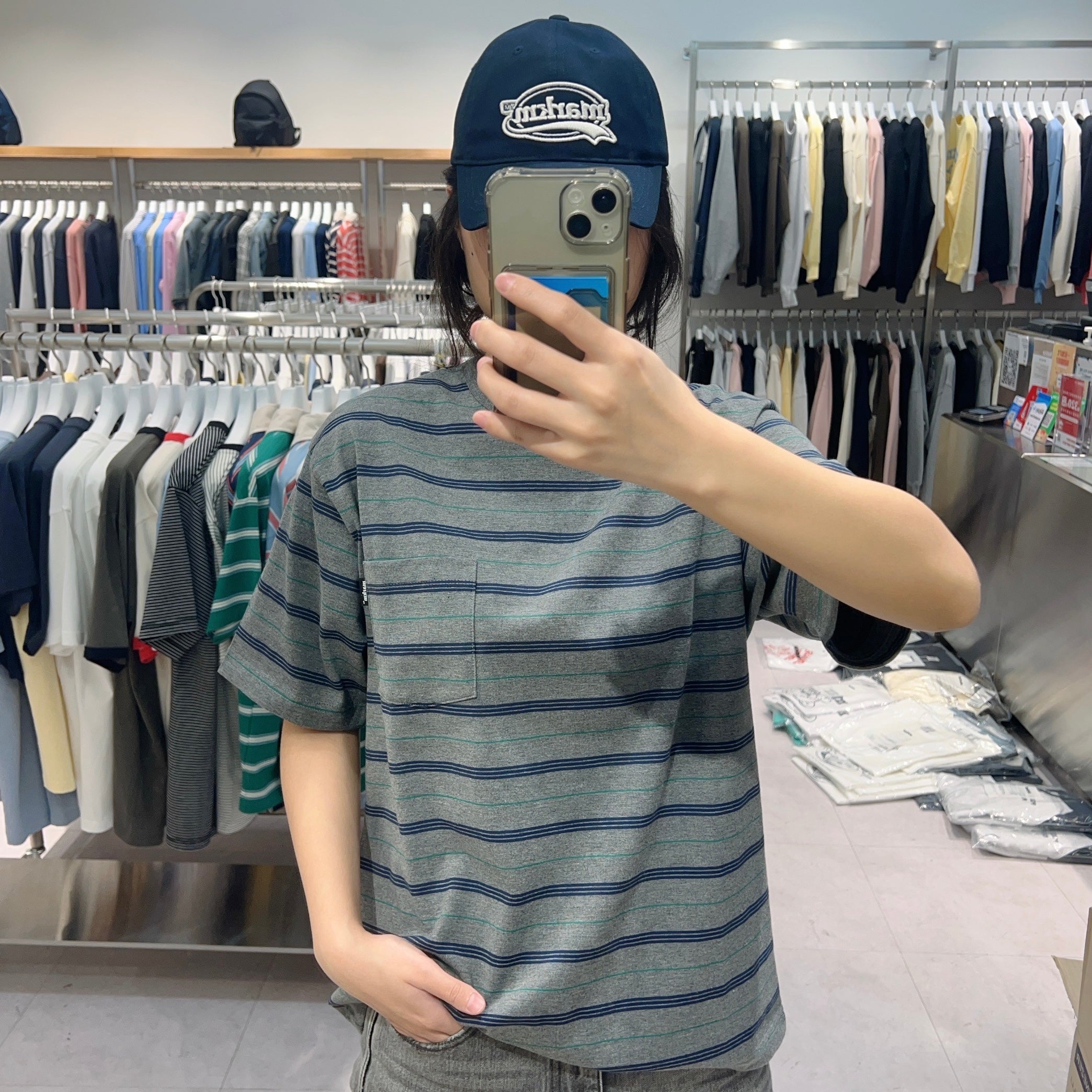 韓國 Markm STRIPE POCKET T-SHIRT【MA138】