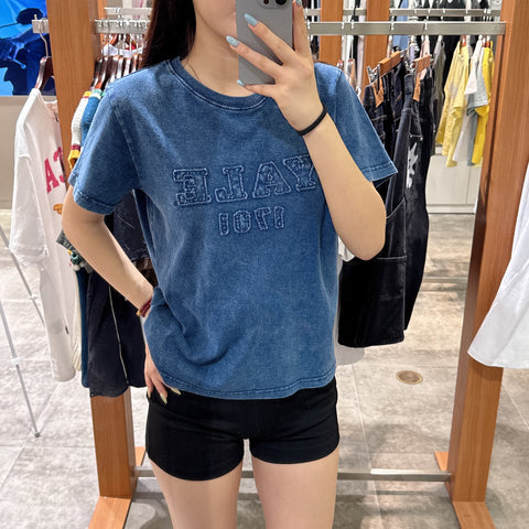 韓國 Yale Women's Pigment Applique T-Shirt【YA002】