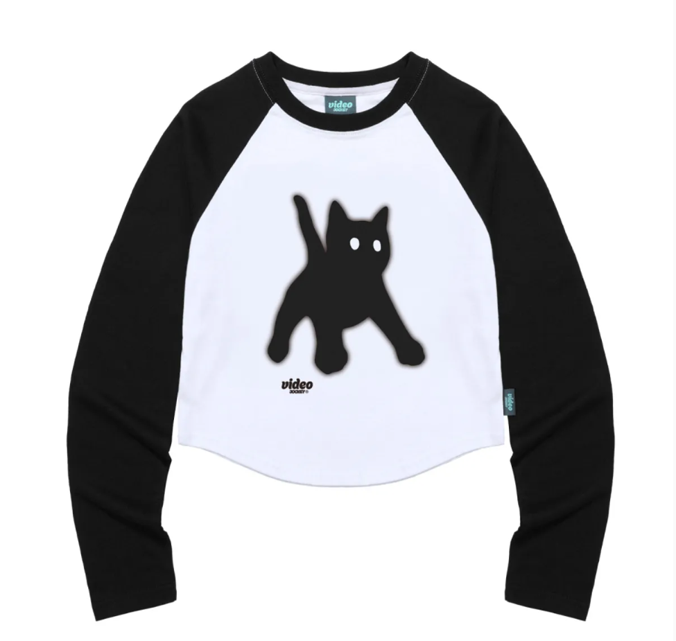 韓國 Video Jockey KITTYKITTY BANGBANG CROP RAGLAN LS T-SHIRTS【VJ004】