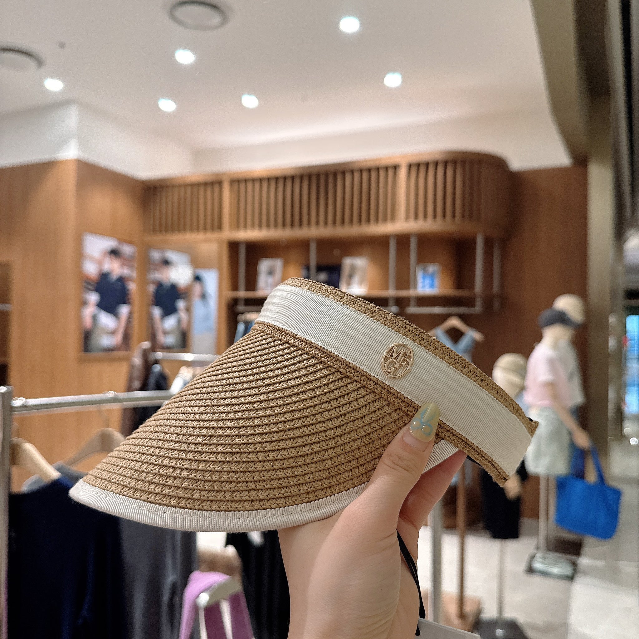 韓國 Marithe Francois Girbaud CIRCLE LOGO RAFFIA SUN VISOR【MF585】