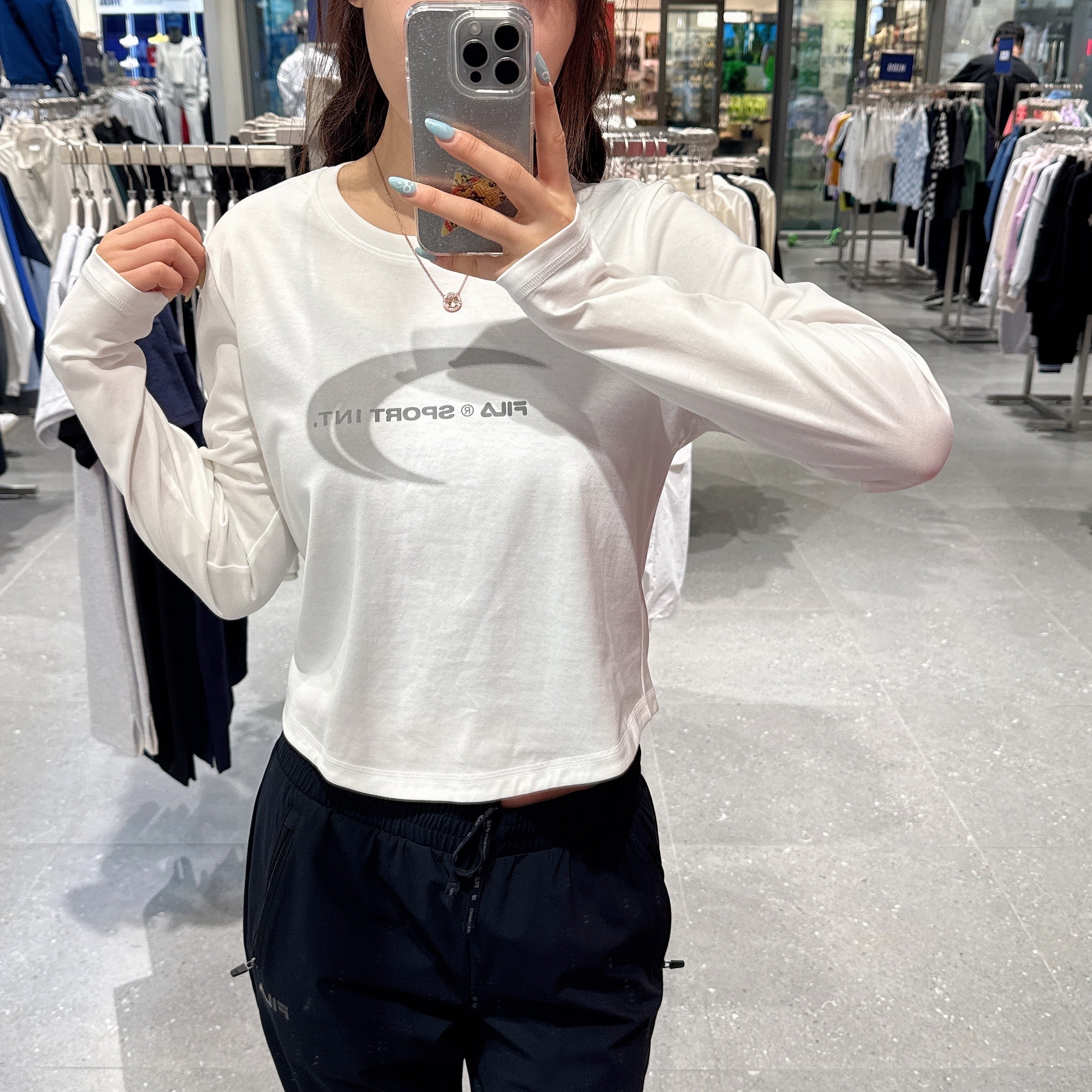 韓國 FILA Cotton Blend Graphic Long Sleeve T-shirt【FA343】