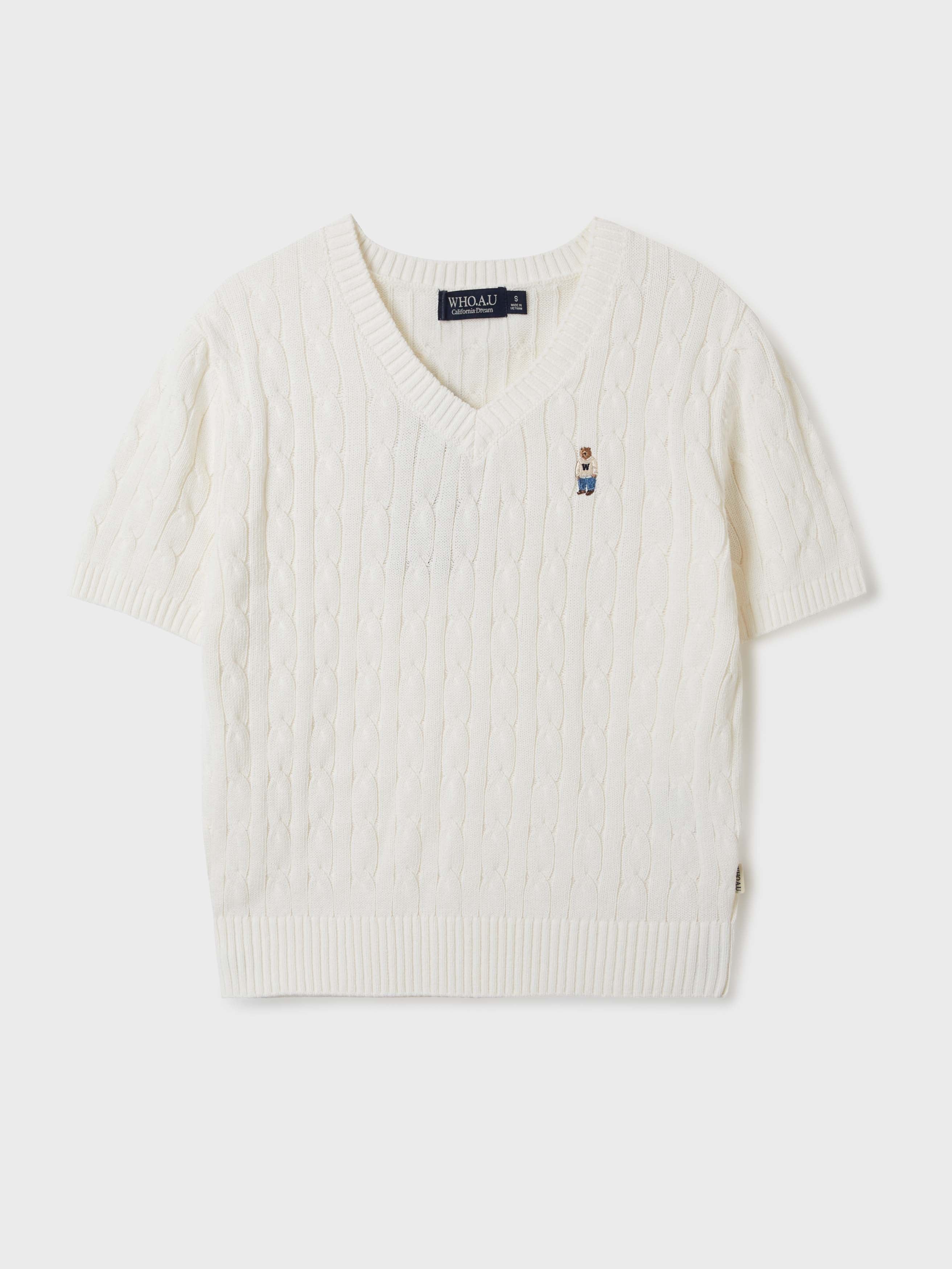 【現貨】韓國 WhoAU Steve V-neck Short Sleeve Sweater【WA142】