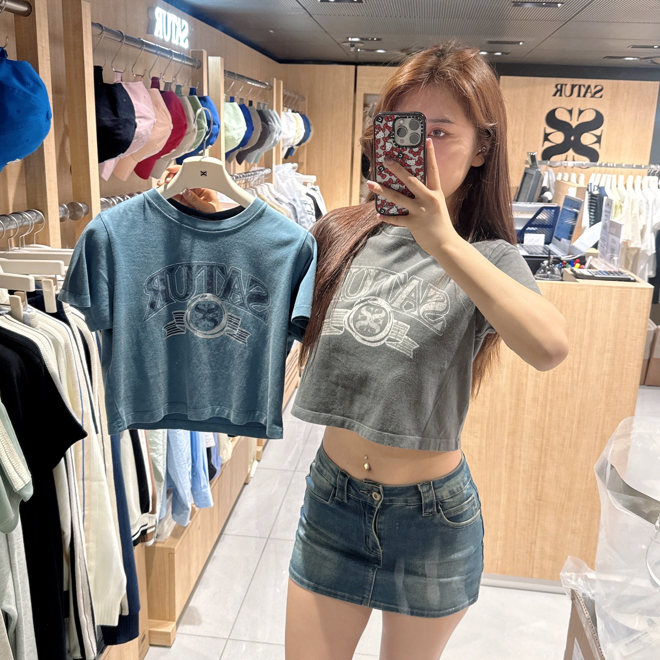 韓國 Satur Arch Logo Pigment Washed Short Sleeve T-Shirt【SR104】