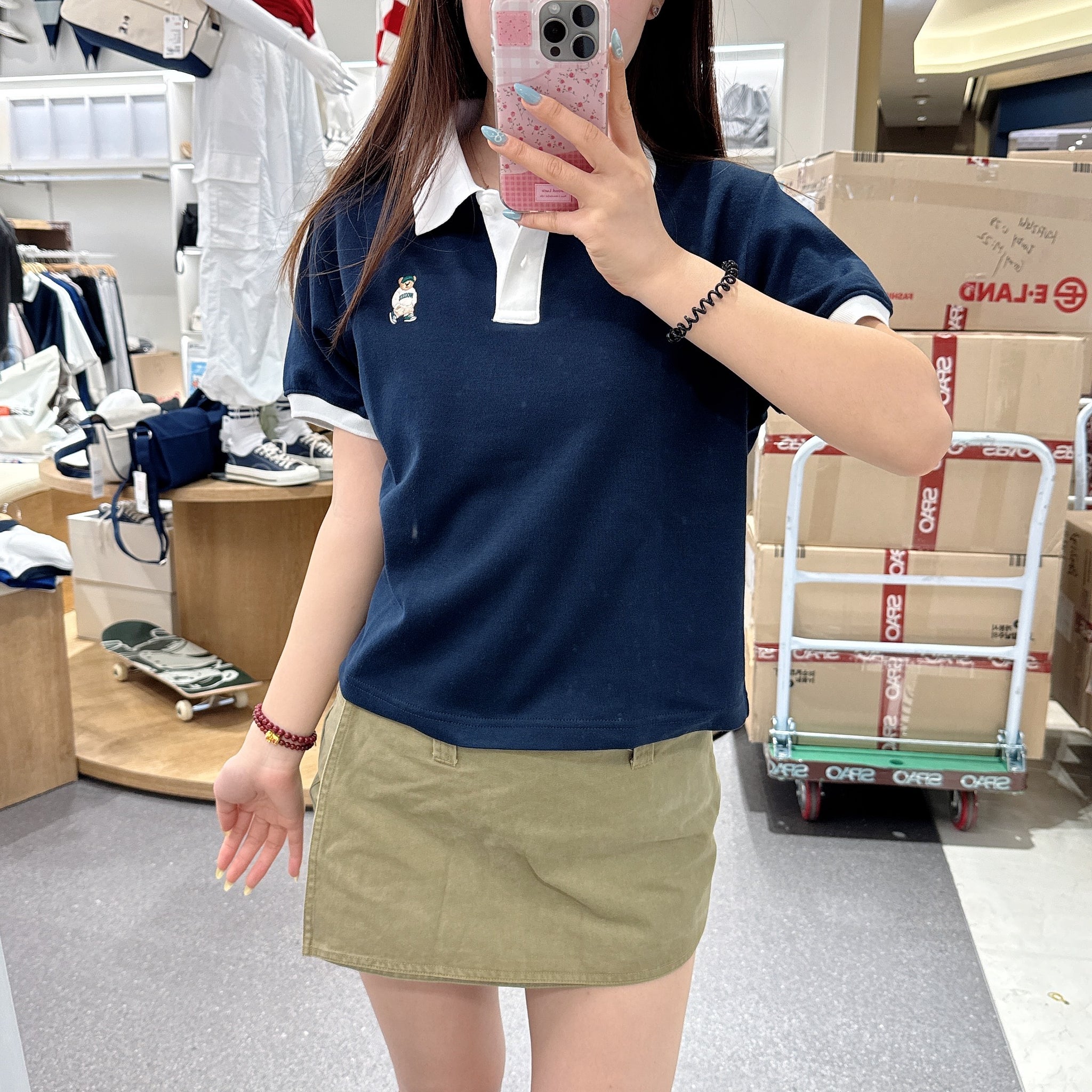 韓國 SPAO Soft Cotton Crop Collar T-shirt【SP120】