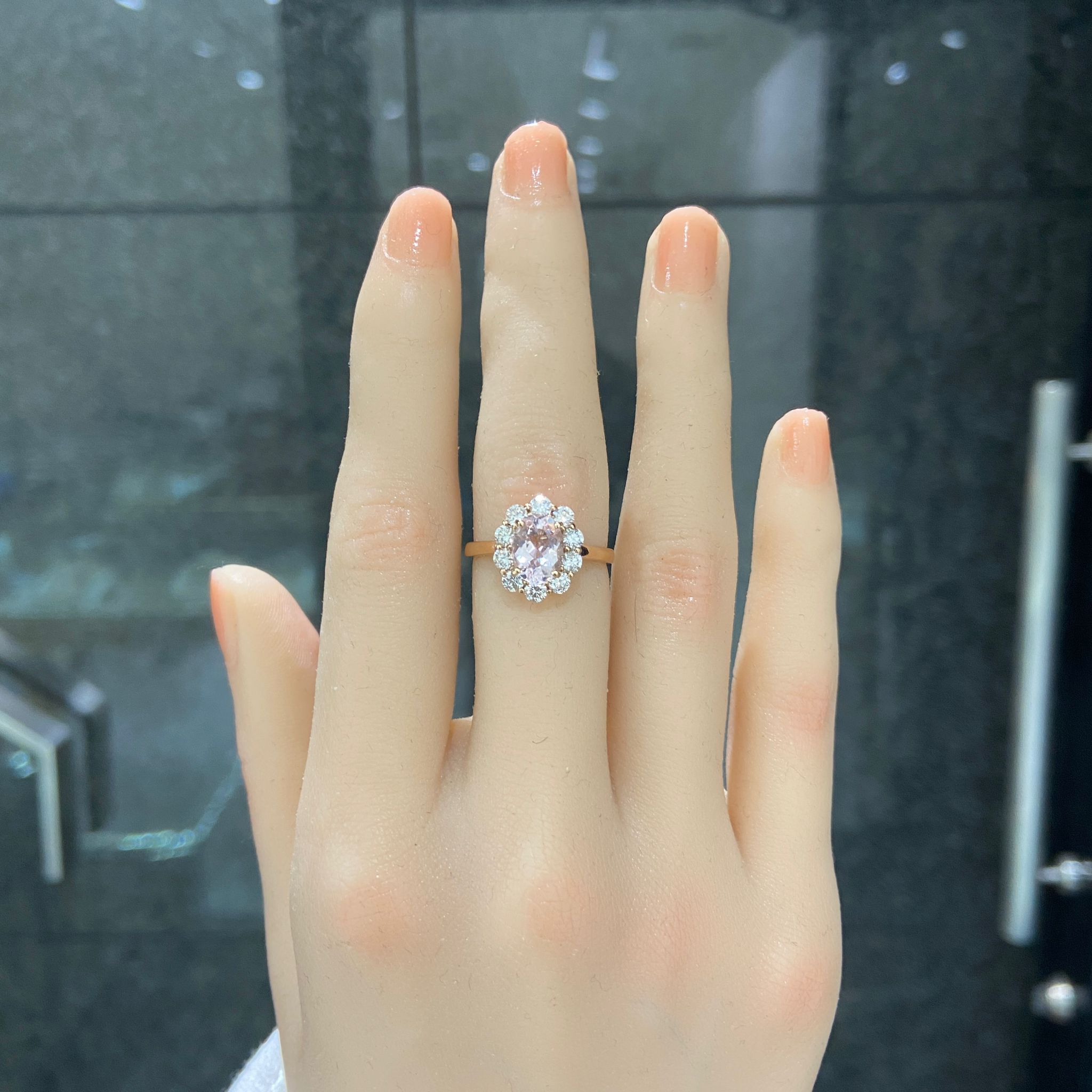 日本直送 淡粉摩根玫瑰鑽石戒指【JS420】