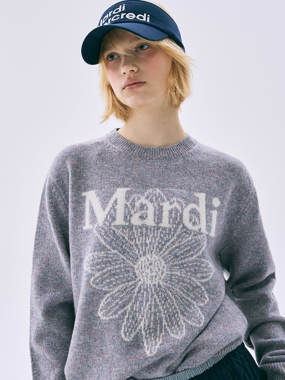 韓國 Mardi Mercredi Tweed Mardi Flower Knit Pullover【MM231】