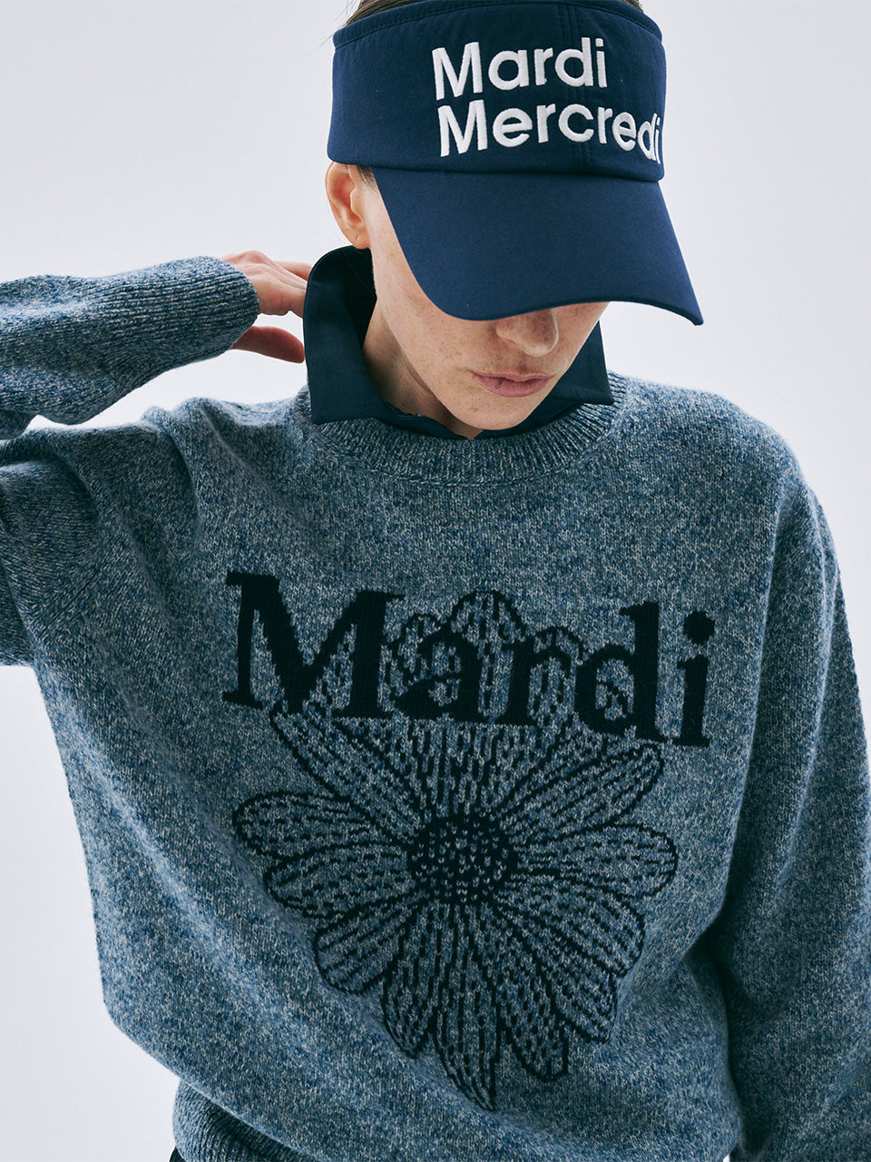 韓國 Mardi Mercredi Tweed Mardi Flower Knit Pullover【MM231】