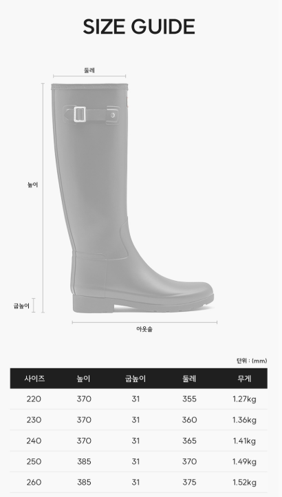 韓國 Hunter WOMEN Original Refined Tall Rain Boots【HR032】