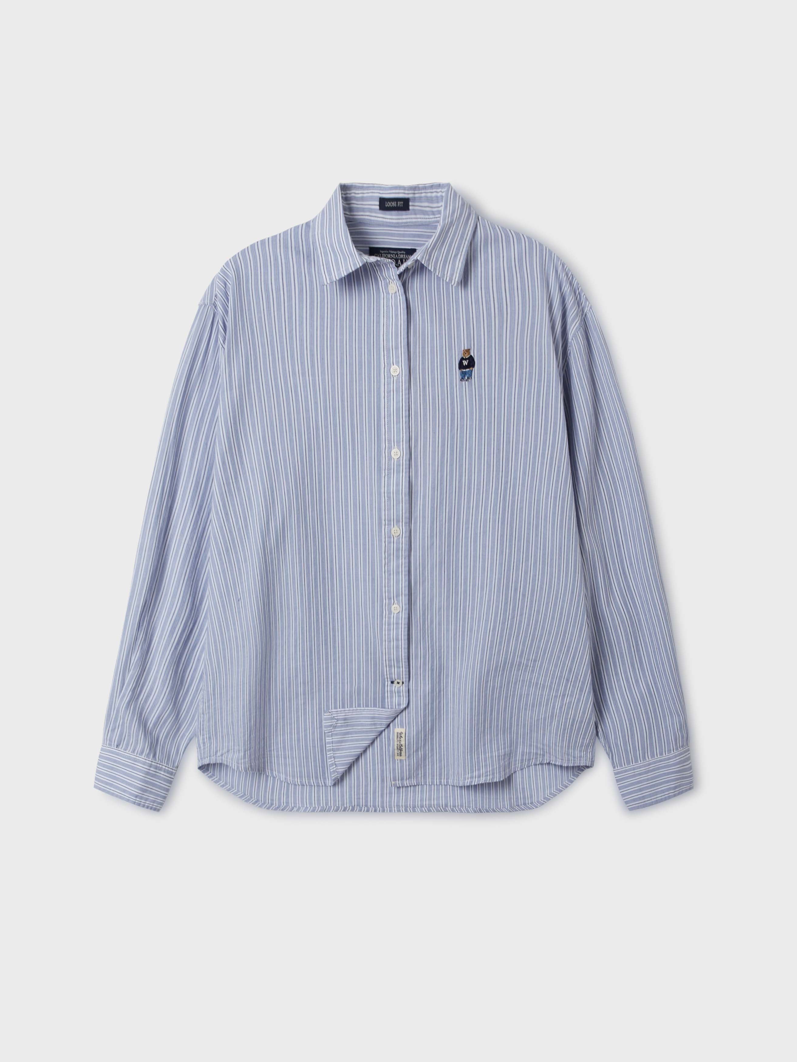 韓國 Who.A.U Steve Loose Fit Striped Shirts【WA219】