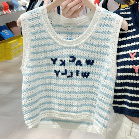 韓國 Wacky Willy Women's Short Striped Vest【WW166】
