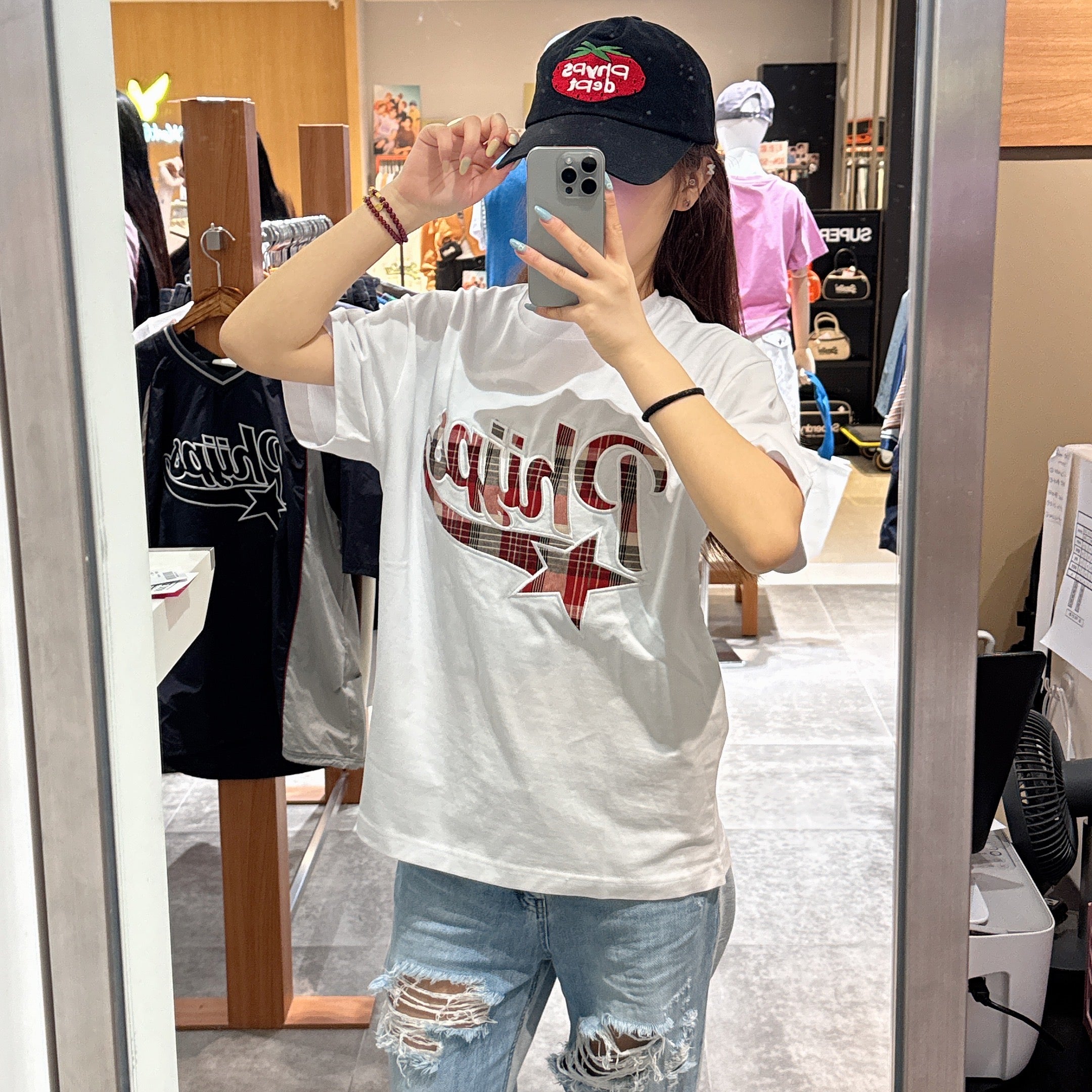 韓國 Phyps Check Startail Logo Short Sleeve T-shirt【PH030】