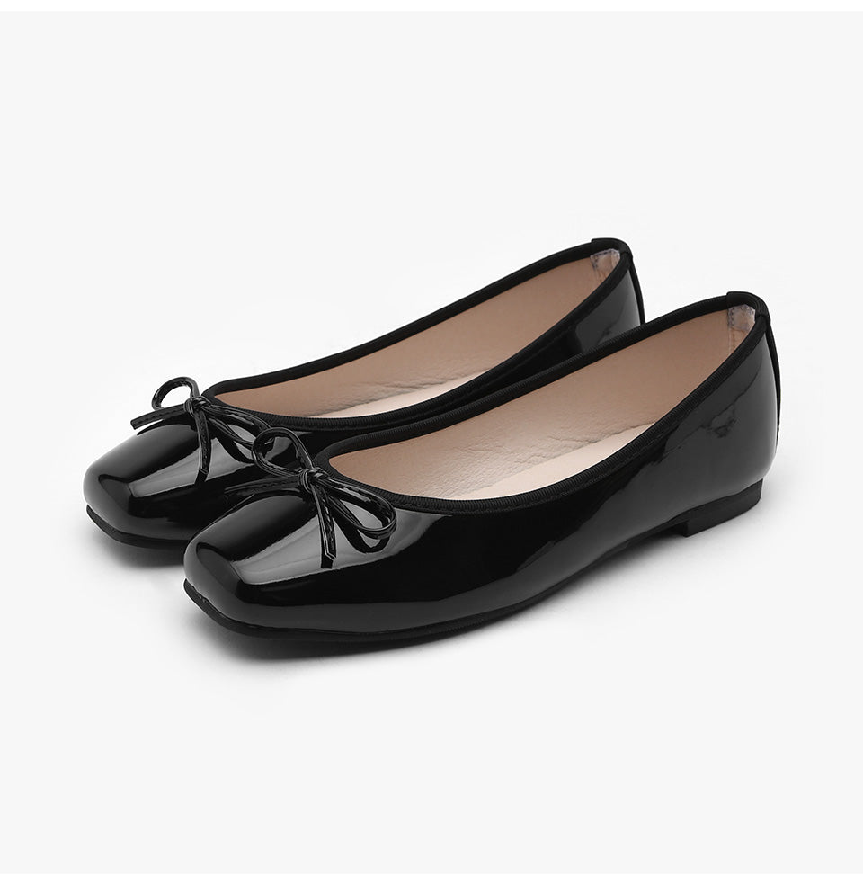 韓國 Sappun Erino Enamel Ribbon Flats (1cm)【AU032】