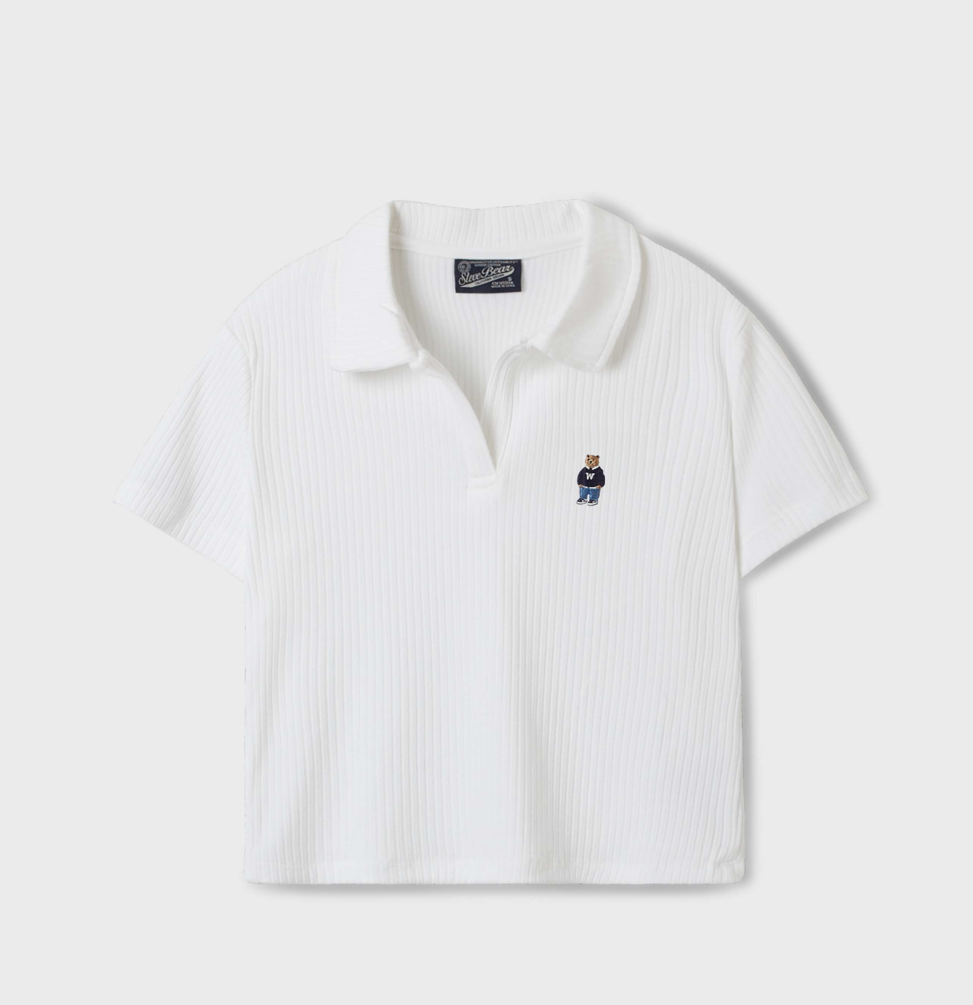 韓國 Who.A.U Steve Ribbed Collar T-Shirt【WA179】