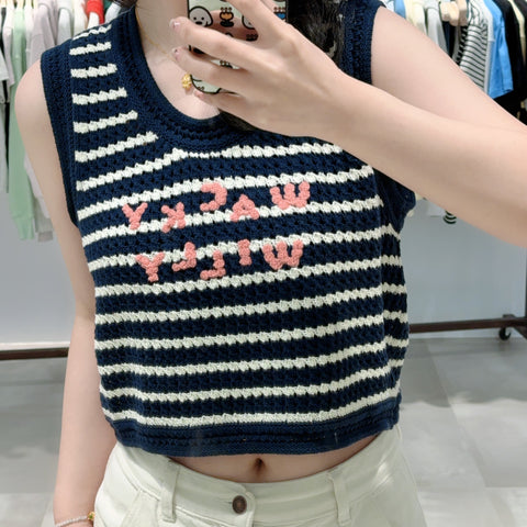 韓國 Wacky Willy Women's Short Striped Vest【WW166】