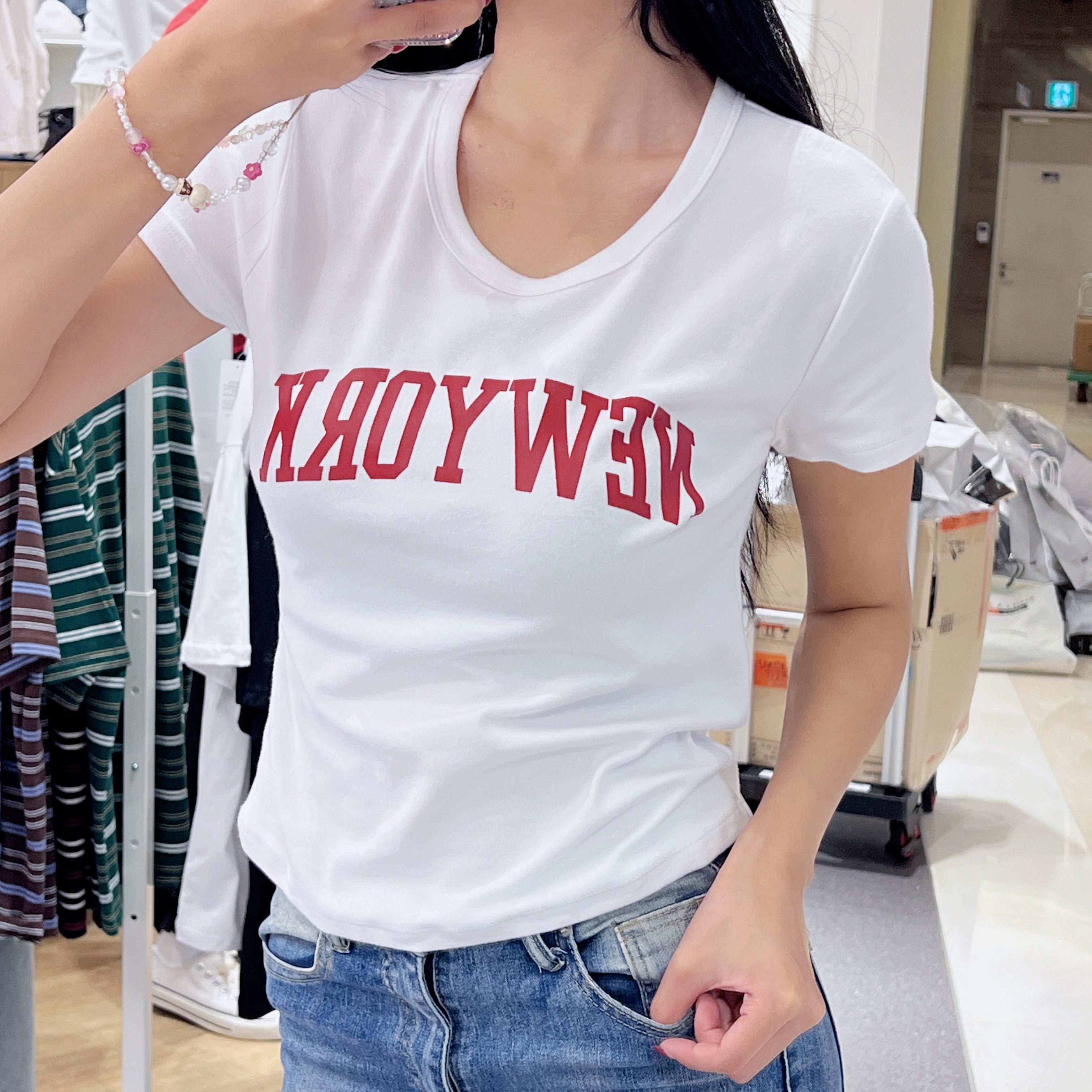 韓國 SPAO NEWYORK Slim Fit Short Sleeve T-Shirt【SP180】