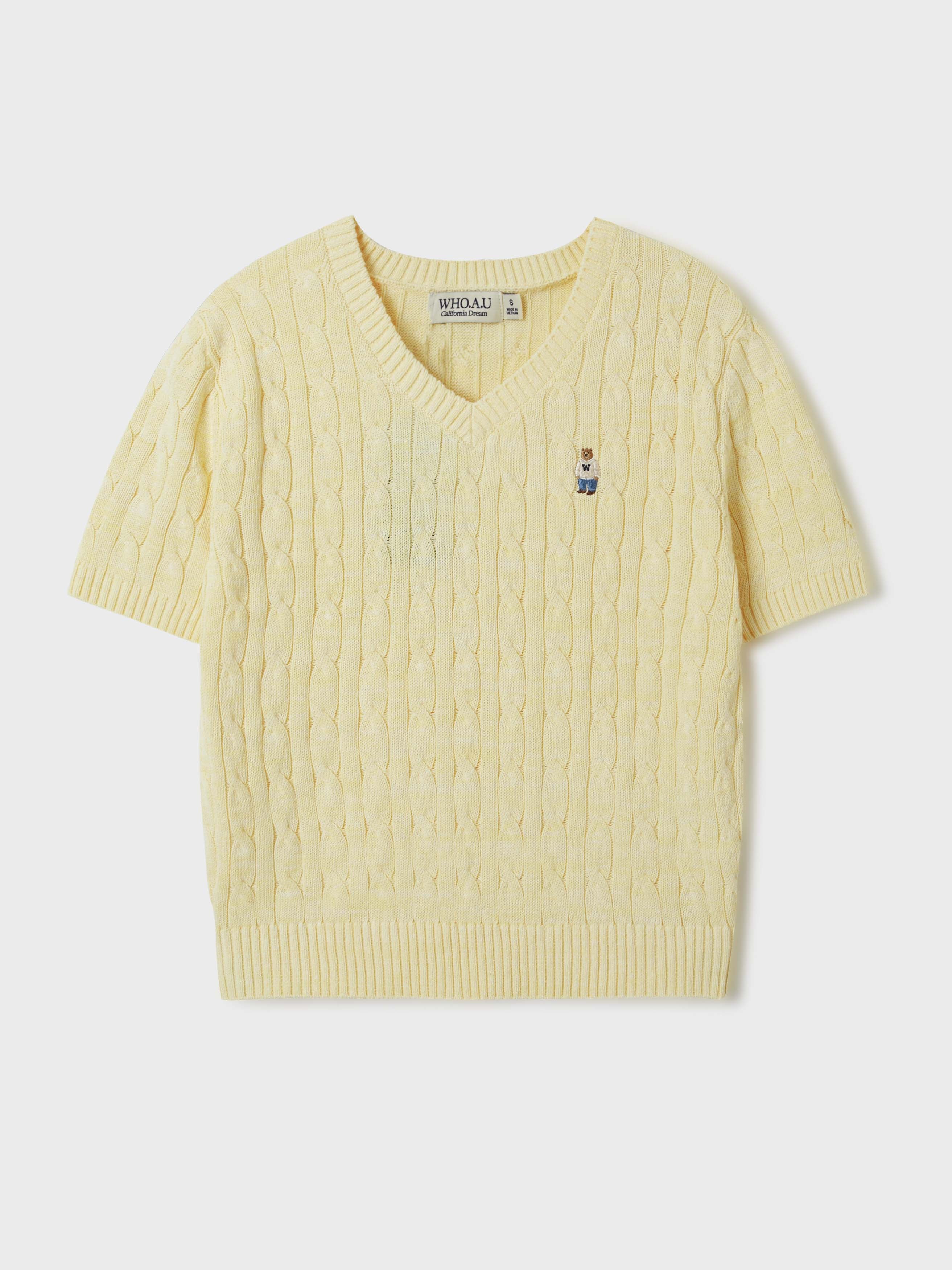 【現貨】韓國 WhoAU Steve V-neck Short Sleeve Sweater【WA142】