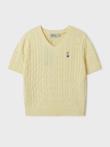 韓國 Who.A.U Steve V-neck Short Sleeve Sweater【WA142】