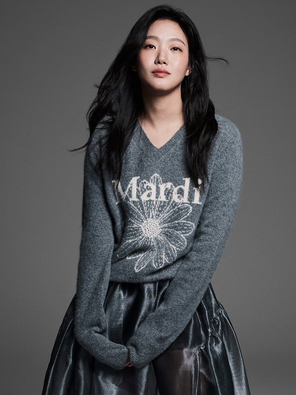 韓國 Mardi Mercredi Raccoon Blended V Neck Flowermardi【MM221】