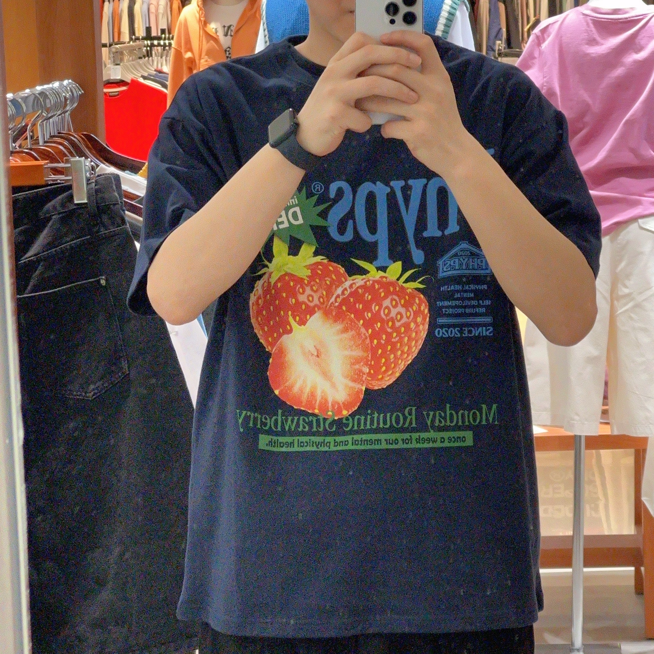 韓國 Phyps Strawberry Market Short Sleeve T-Shirt【PH020】