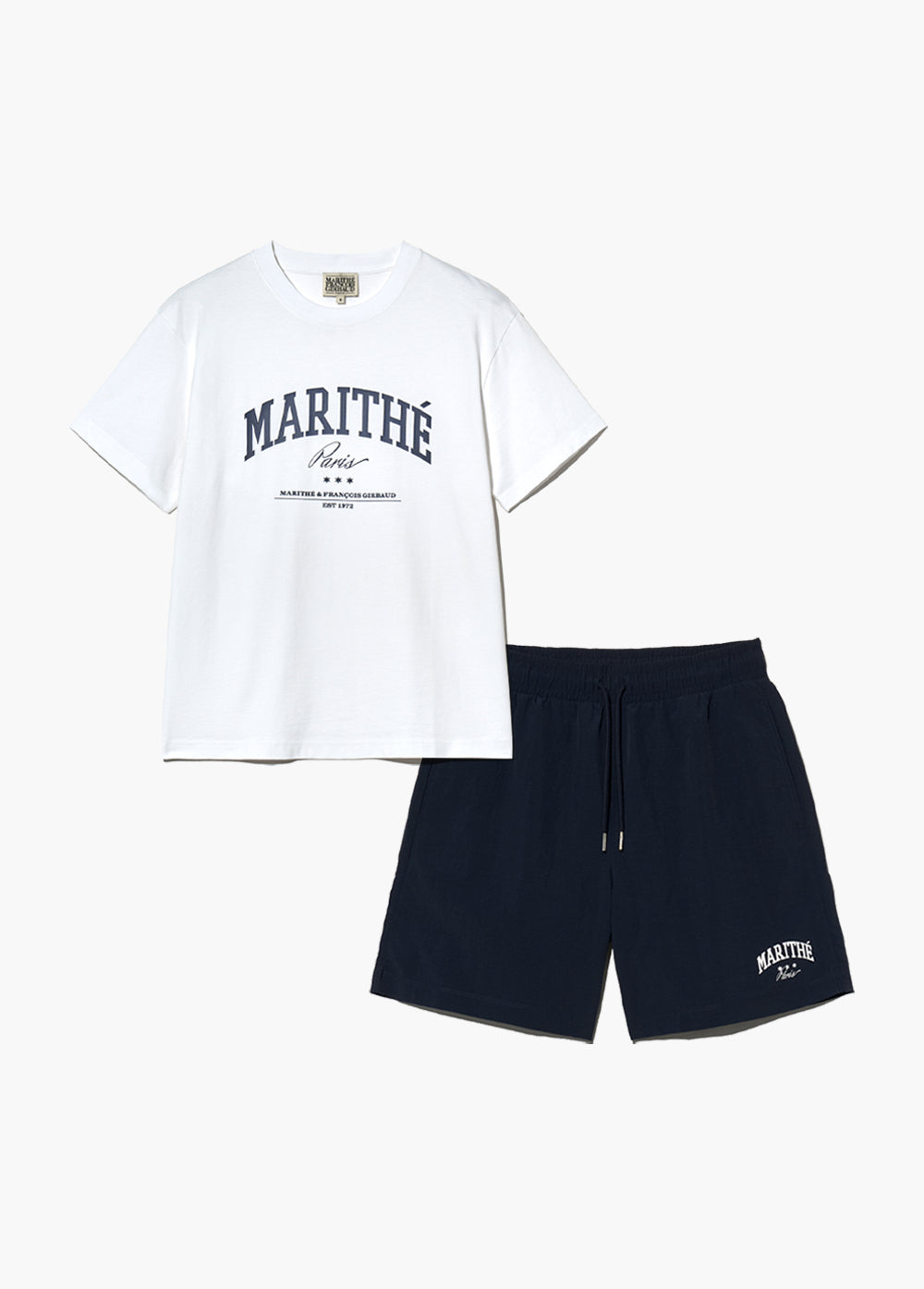 韓國 Marithe Francois Girbaud VARSITY GRAPHIC TEE+NYLON SHORTS SET-UP【MF578】