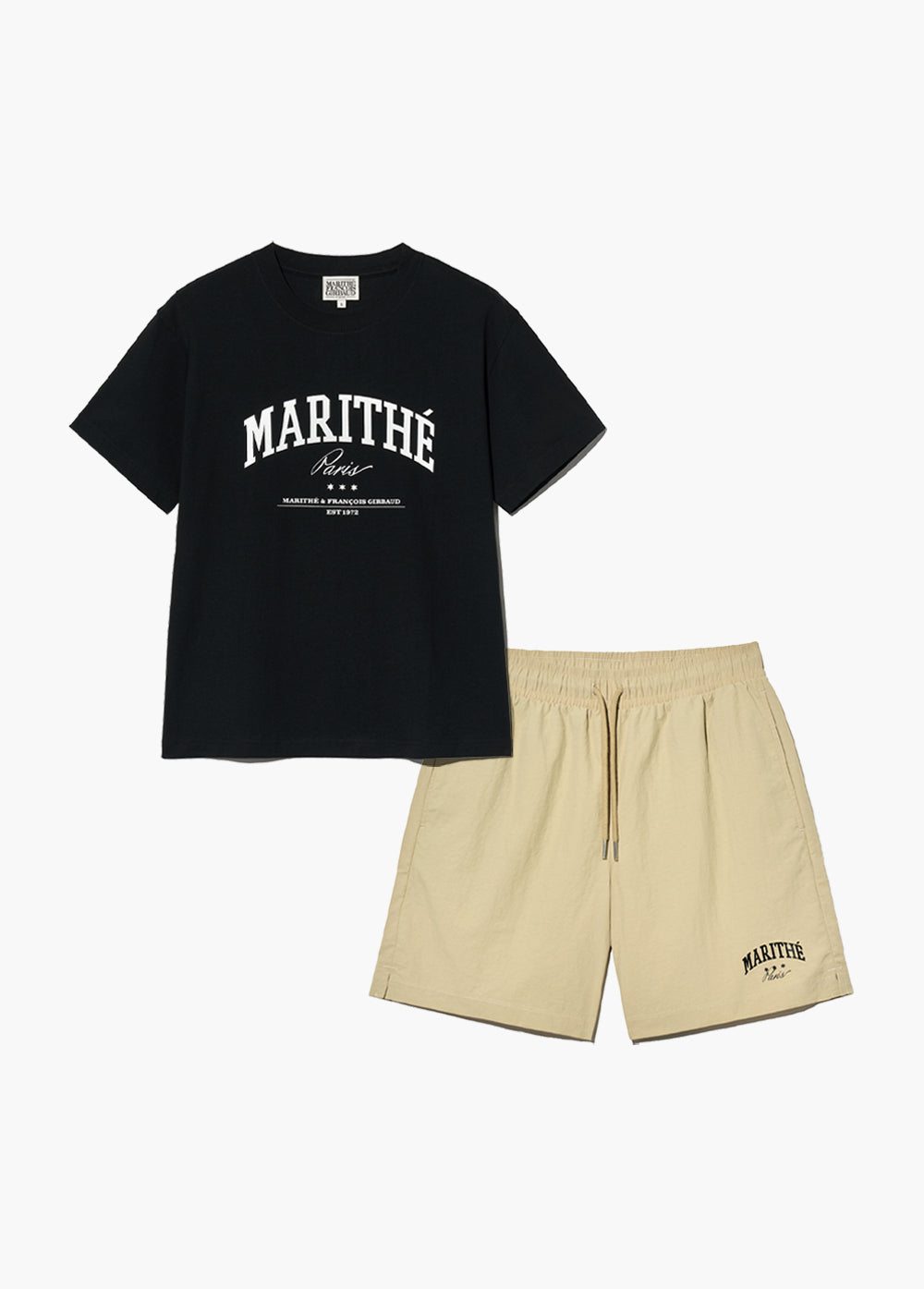 韓國 Marithe Francois Girbaud VARSITY GRAPHIC TEE+NYLON SHORTS SET-UP【MF578】