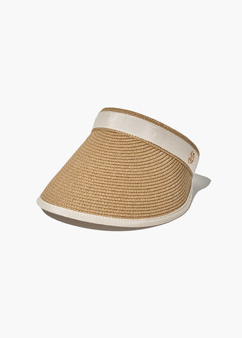 韓國 Marithe Francois Girbaud CIRCLE LOGO RAFFIA SUN VISOR【MF585】