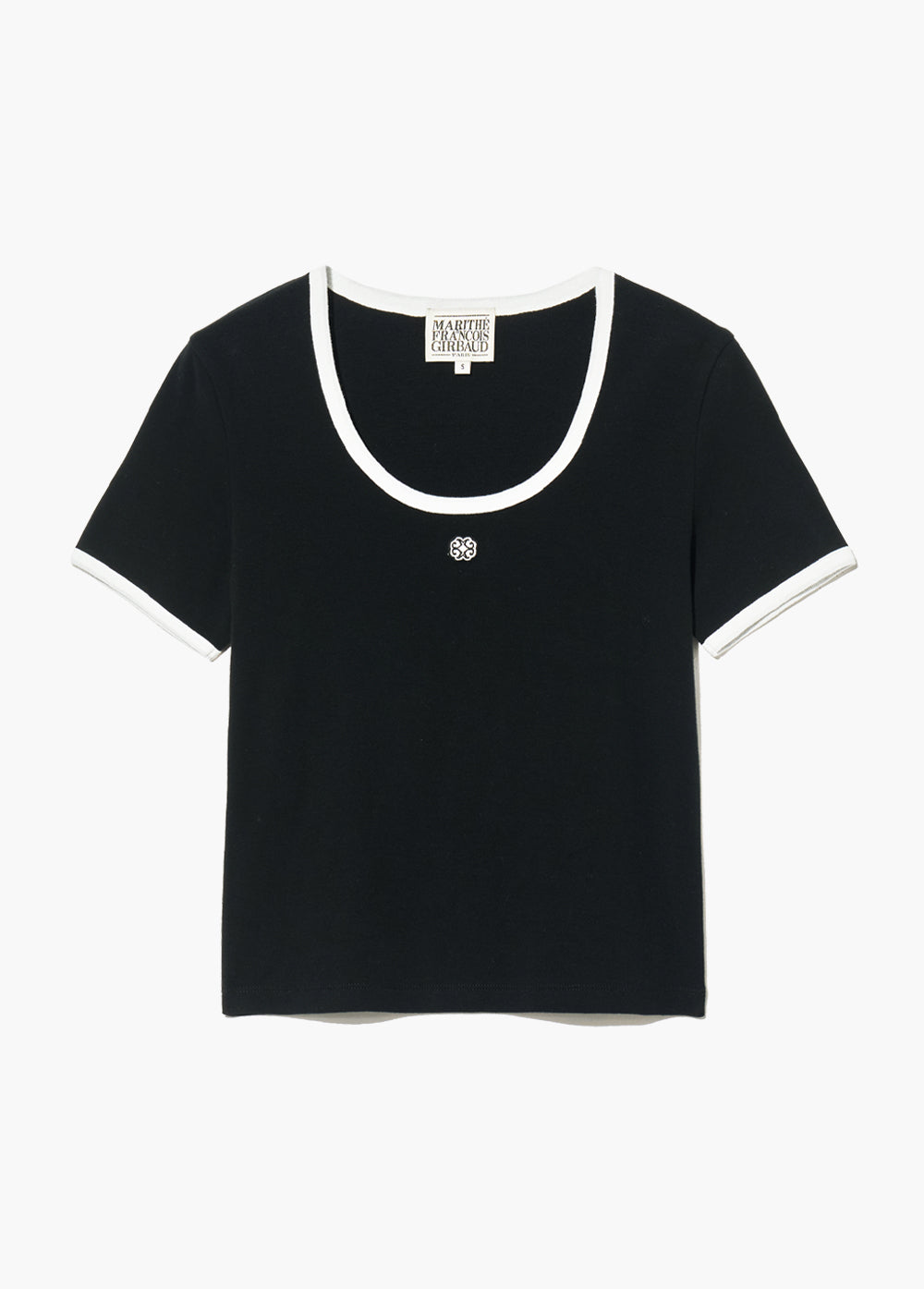 韓國 Marithe Francois Girbaud Women's DEEP NECK RINGER TSHIRT【MF482】