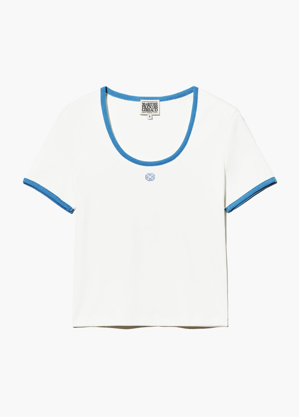 韓國 Marithe Francois Girbaud Women's DEEP NECK RINGER TSHIRT【MF482】