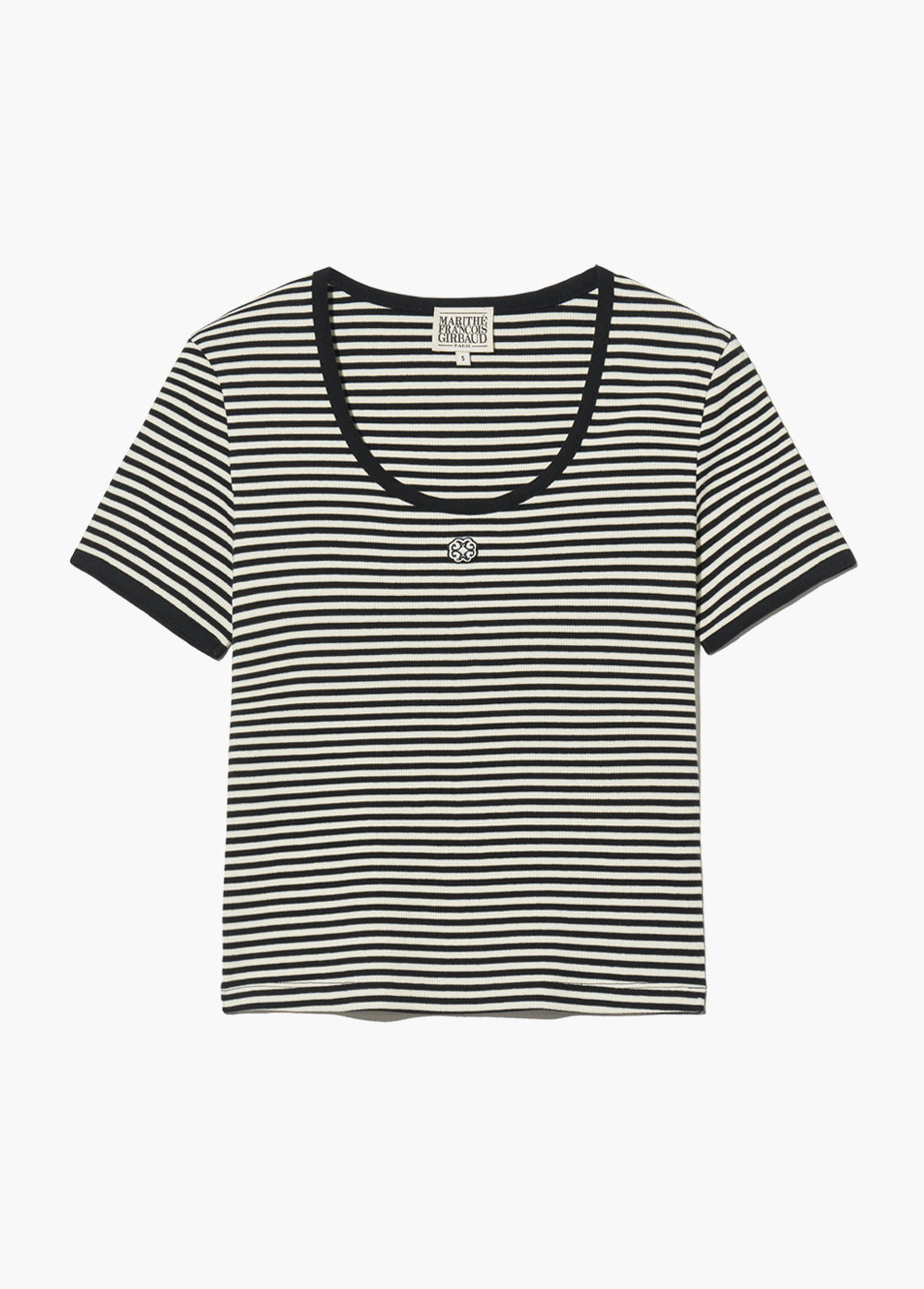 韓國 Marithe Francois Girbaud Women's DEEP NECK RINGER TSHIRT【MF482】
