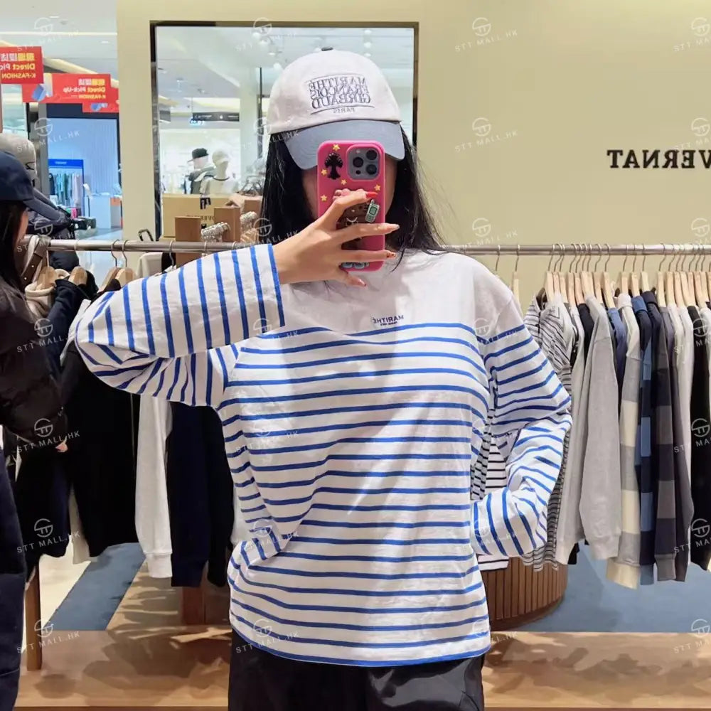 韓國 Marithe Francois Girbaud Block Stripe Long Sleeve Tee【MD172】 Blue / S 一般商品