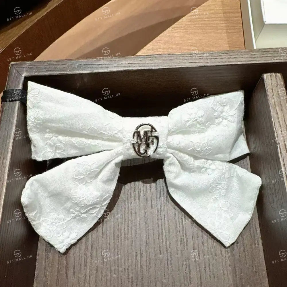 韓國 Marithe Francois Girbaud Circle Logo Ribbon Hair Pin【MD196】 White 一般商品