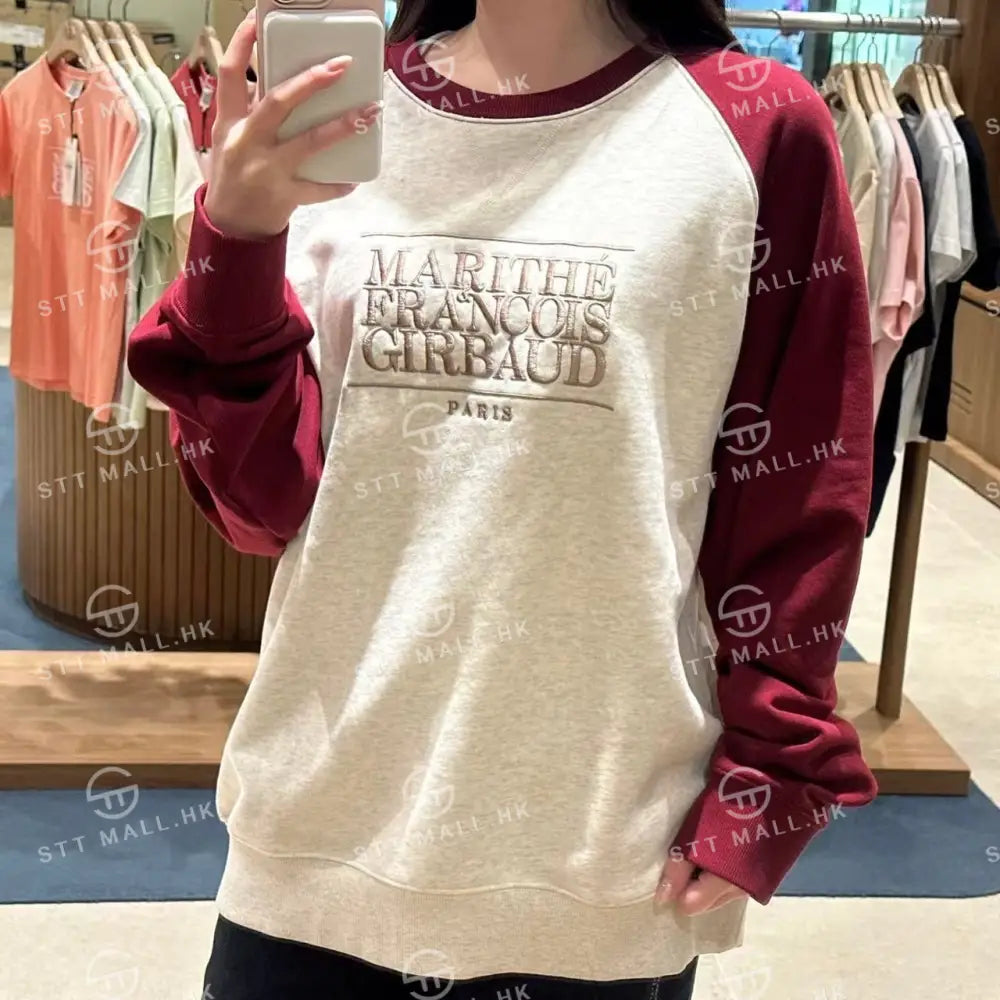 韓國 Marithe Francois Girbaud Classic Logo Color Block Raglan Sweatshirt【MD063】 一般商品