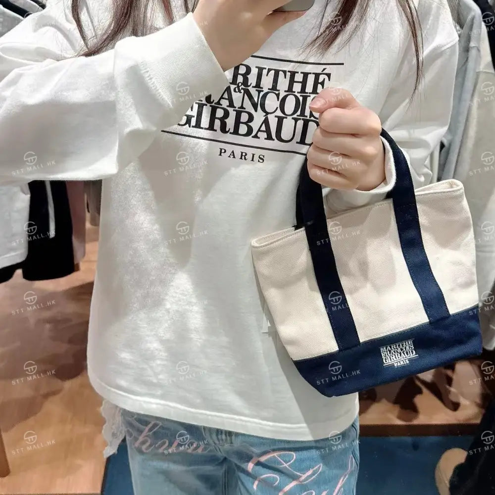 韓國 Marithe Francois Girbaud Classic Logo Embroidery Canvas Tote Bag【MD018】 Natural 一般商品