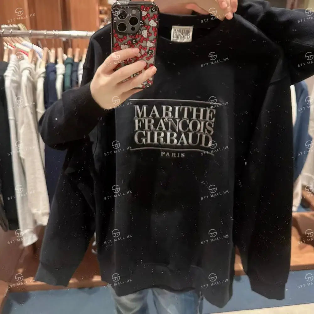 韓國 Marithe Francois Girbaud Classic Logo Embroidery Sweatshirt (Brushed)【MD058】 Black / S 一般商品