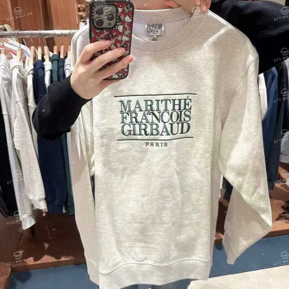 韓國 Marithe Francois Girbaud Classic Logo Embroidery Sweatshirt (Brushed)【MD058】 Oatmeal / S 一般商品