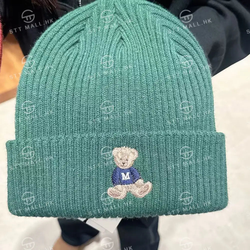 韓國 Marithe Francois Girbaud Doodle Bear Beanie【MD075】 Dark Green 一般商品